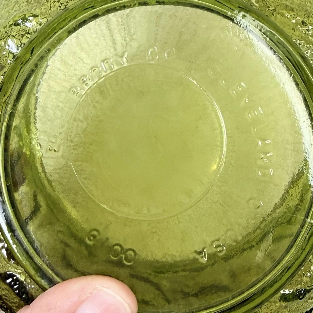 Vintage Avocado EO Brody Co Glass Crinkle Textured Vase Planter Bowl‎ MCM